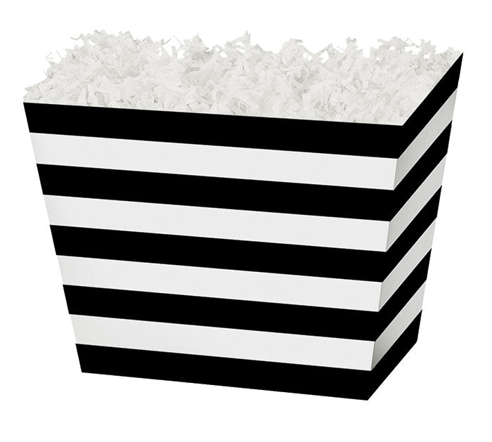 Large Angled Basket Box || Black + White Stripes