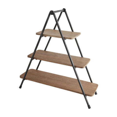 Three Tier Wood Server Stand