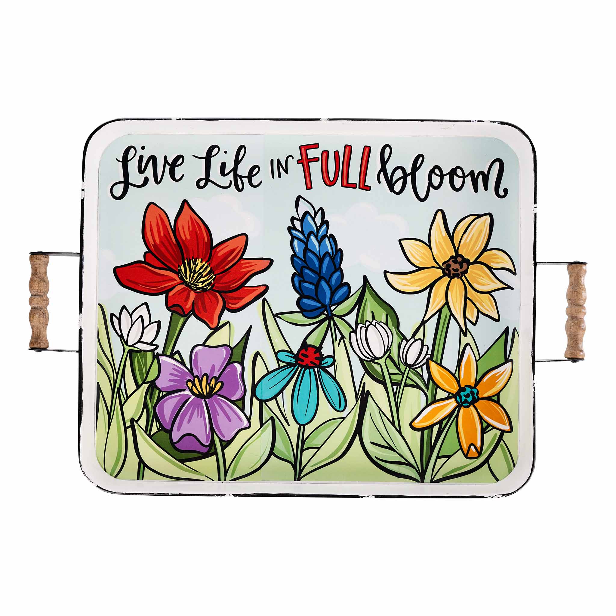 Live Life Full Bloom Enamel Tray