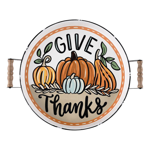 Give Thanks Pumpkin Enamel Tray