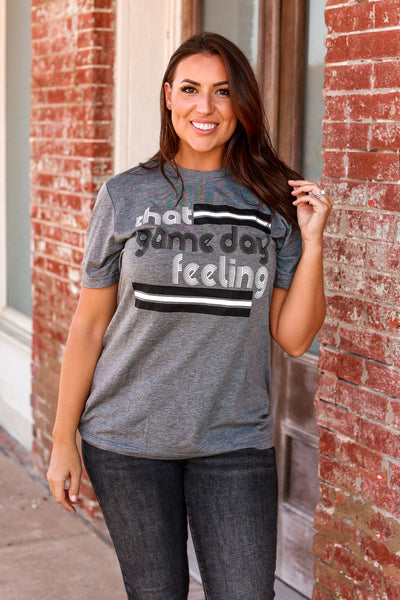 That Game Day Feeling Tee | Gray + Black