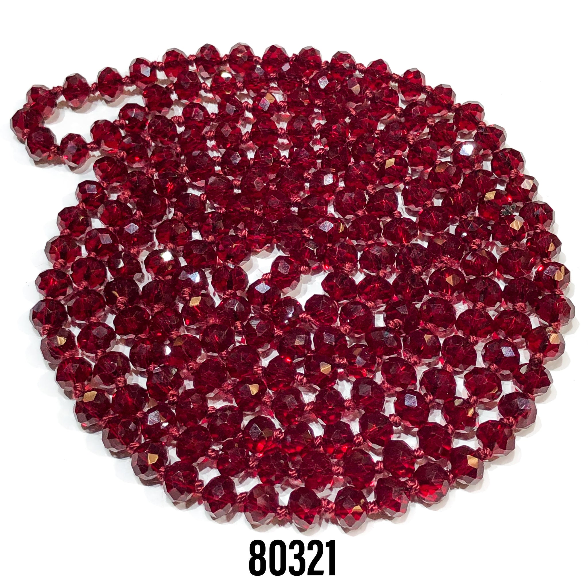 60" Bead Necklace || Maroon