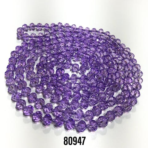60" Bead Necklace || Clear Purple