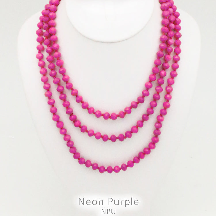 60" Bead Necklace || NEON PURPLE PINK Online