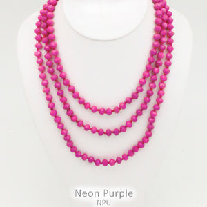 60" Bead Necklace || NEON PURPLE PINK Online