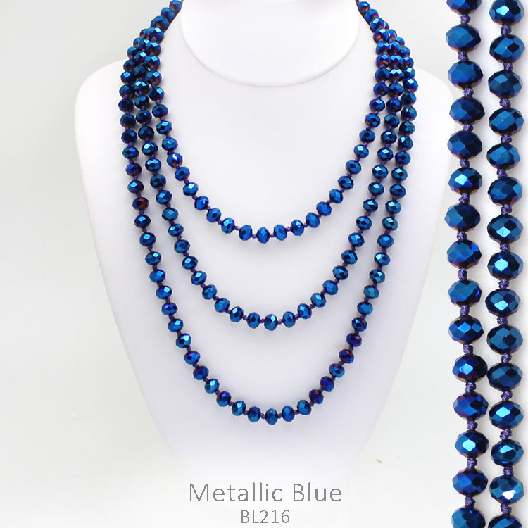 60" Bead Necklace || METALLIC BLUE Online