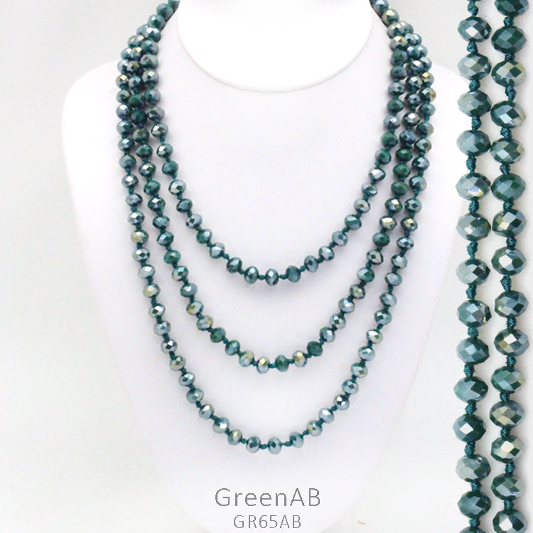 60" Bead Necklace || Emerald Green
