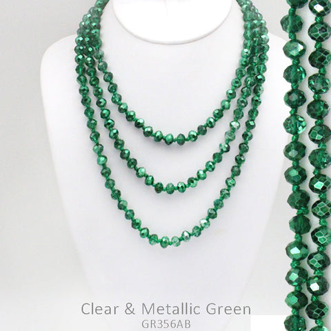 60" Bead Necklace || GREEN METALLIC Online