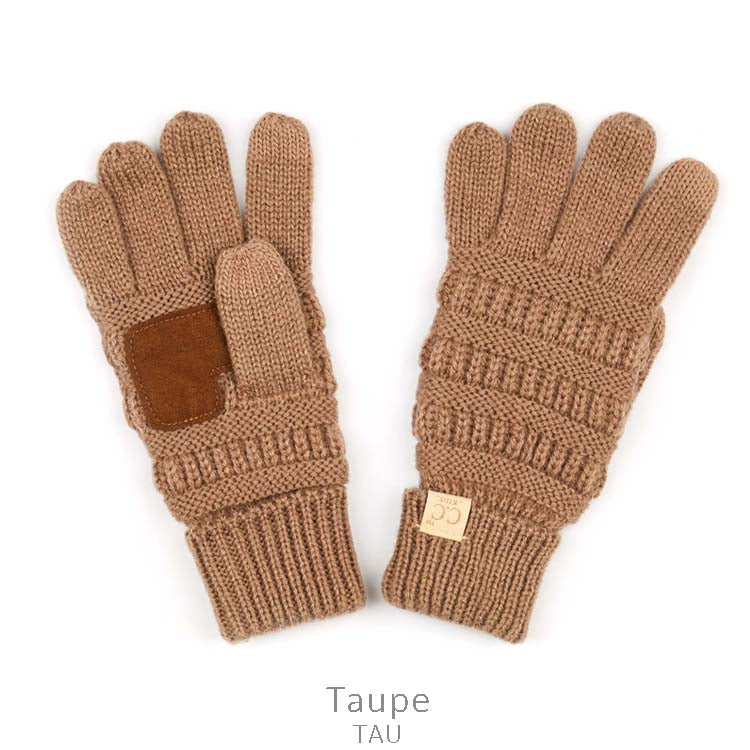 Kids CC Knitted Touchscreen Gloves ||  Taupe