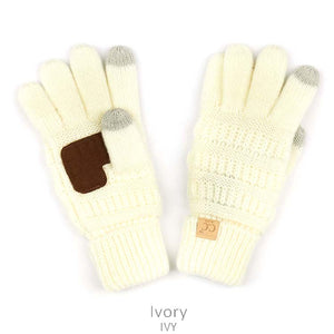Kids CC Knitted Touchscreen Gloves ||  Ivory