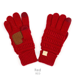 Kids CC Knitted Touchscreen Gloves ||  Red