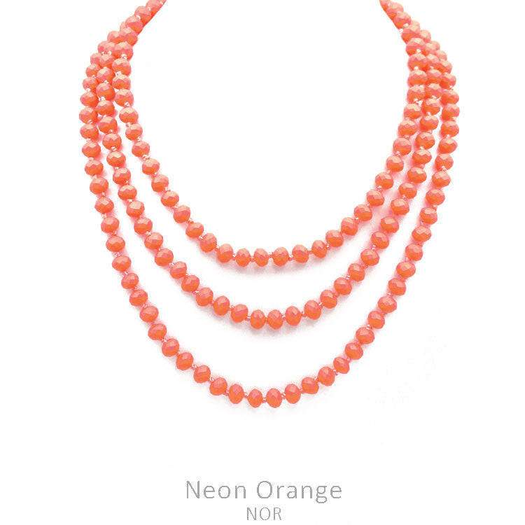 60" Bead Necklace || NEON ORANGE Online
