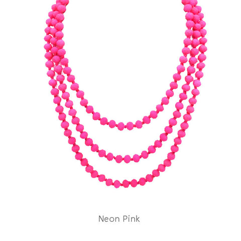 60" Bead Necklace || NEON PINK Online