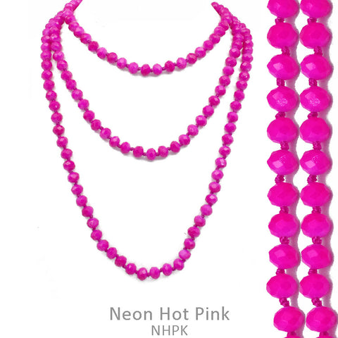 60" Bead Necklace || NEON HOT MAGENTA PINK Online