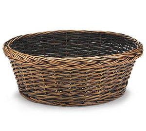 14" Dark Stain Round Willow Basket