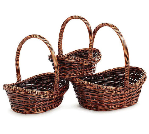 Willow Dark Stained Basket with Overhead Handle
