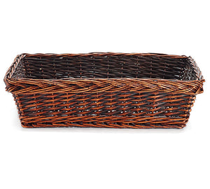 20" Willow Dark Stain Rectangular Basket