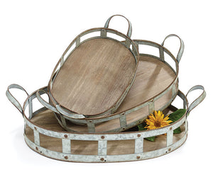 Wooden Decor Tray with Galvanized Tin
