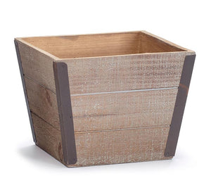 Wooden Square Planter with Metal