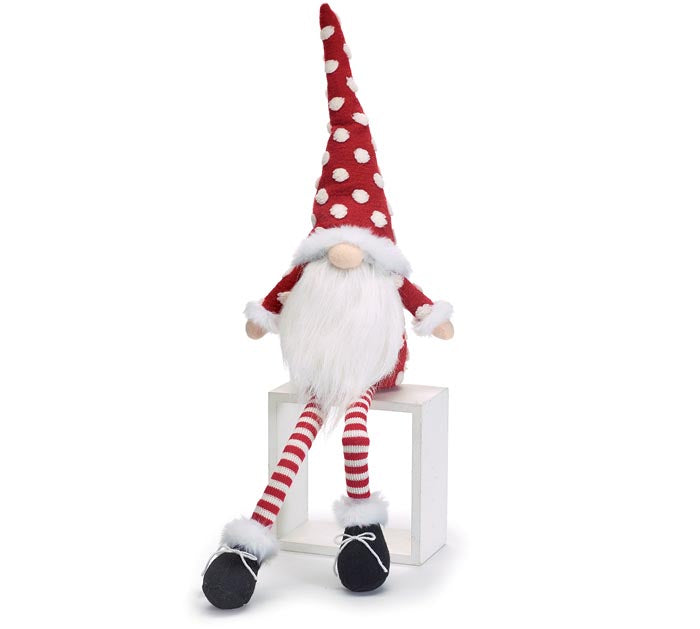 Santa Gnome Sitter Red with White Polka Dots