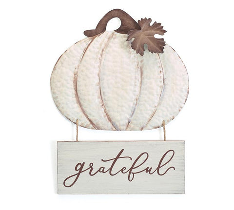 Grateful Cream Pumpkin Wall Hanging