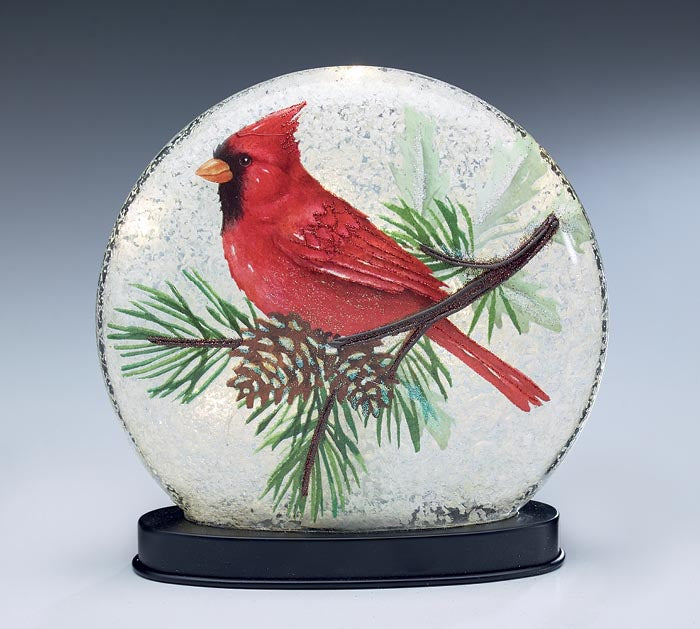 Light Up Glass Cardinal Orb