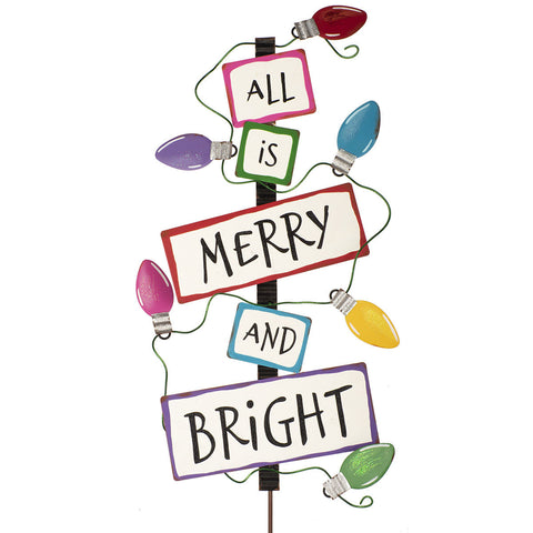 "All is Merry & Bright" Bulb Sign /  Stake