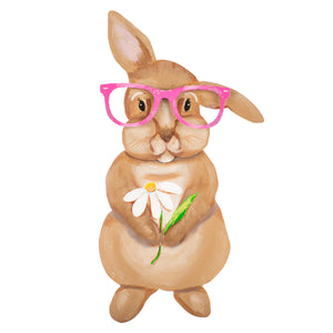 Brown Rabbit with Pink Glasses