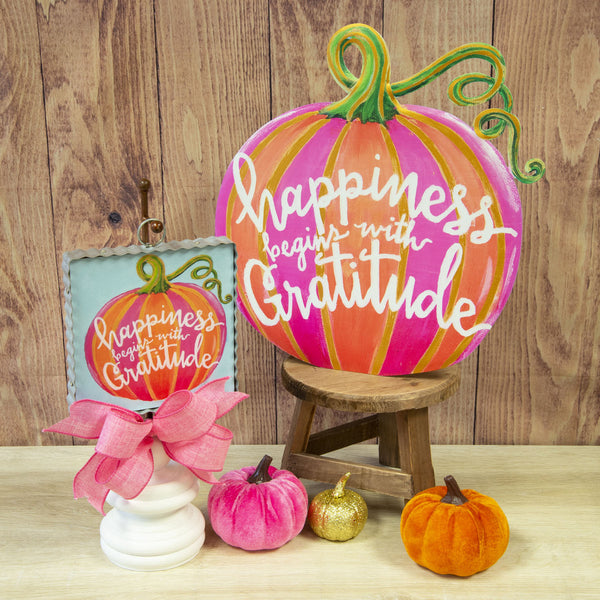 Happiness & Gratitude Pumpkin Stake