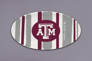 TX A&M || 12" Oval Maroon + Gray Striped Platter