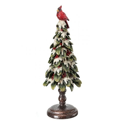 Resin Frost Cardinal on Snow Berry Tree