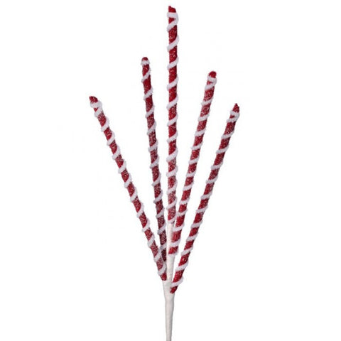 24" Frosted Peppermint Stick Spray