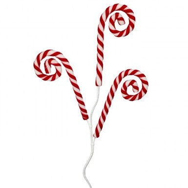 30" Glitter Velvet Stripe Candy Cane Spray