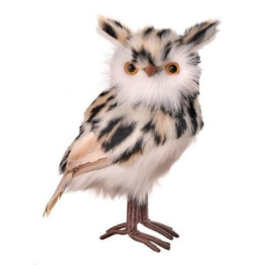 9.5" Feathered Leopard Standing Owl