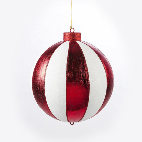 Red & White Swirl Ball Ornament