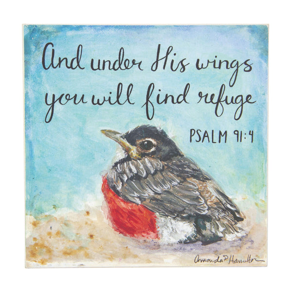 Wooden Psalm 91:4 Print