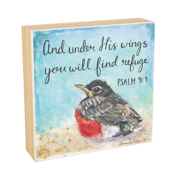 Wooden Psalm 91:4 Print