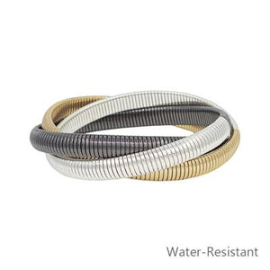 Gold, Silver, & Hematite Stretch Bracelet Bangle Set