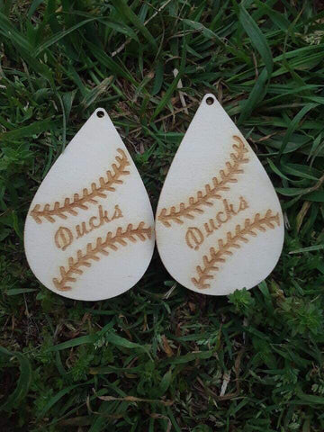 Team Wooden Baseball Earrings