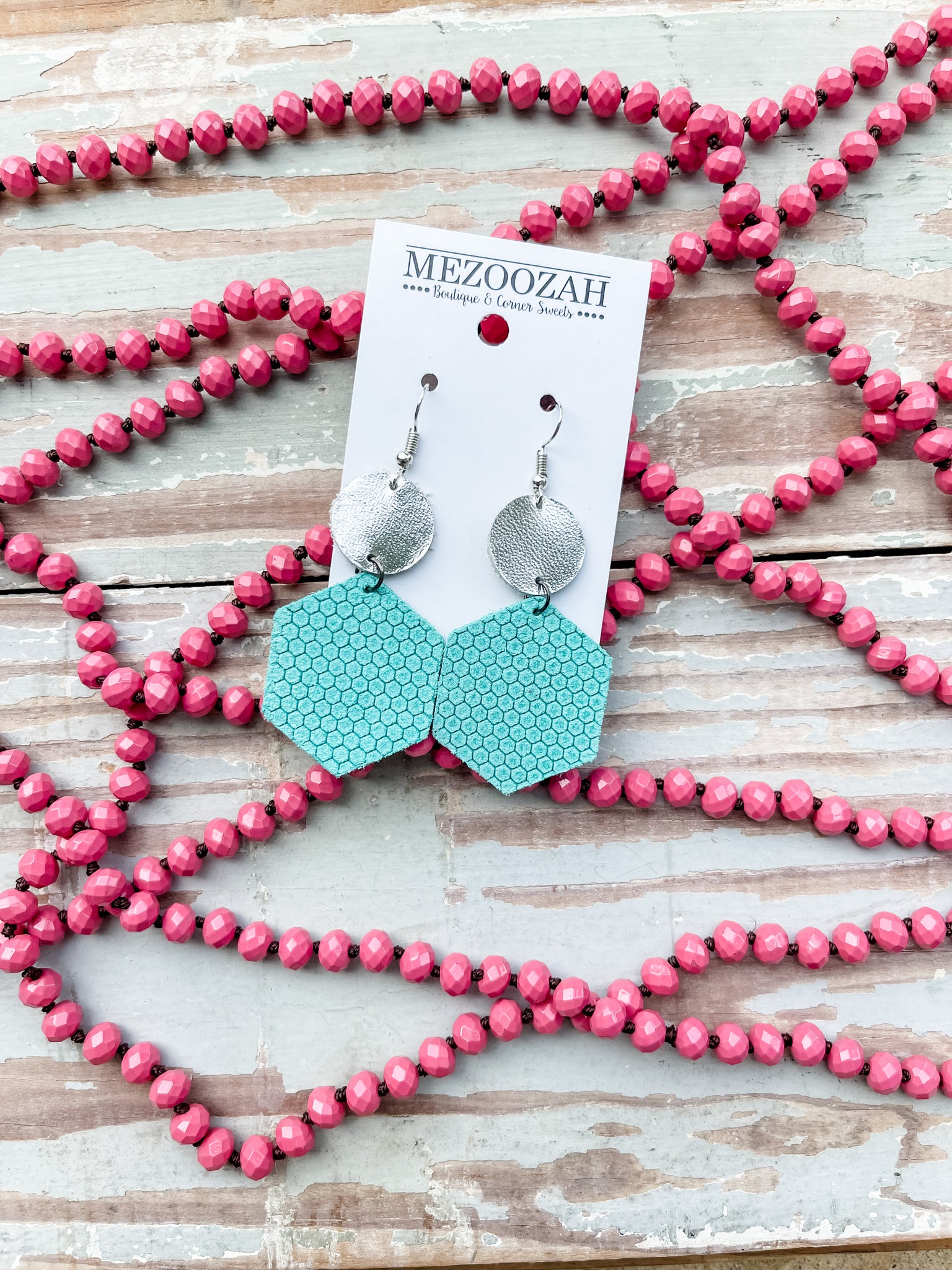 Silver and Turquoise Stacked Earrings