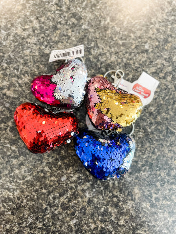Sequins Heart Keychains || Assorted Colors