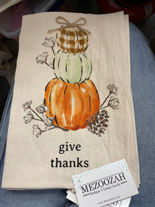 Give Thanks Pumpkin Tea Towel