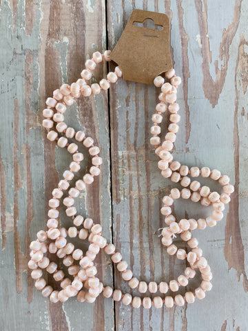 60" Bead Necklace || Frosted Light Peach