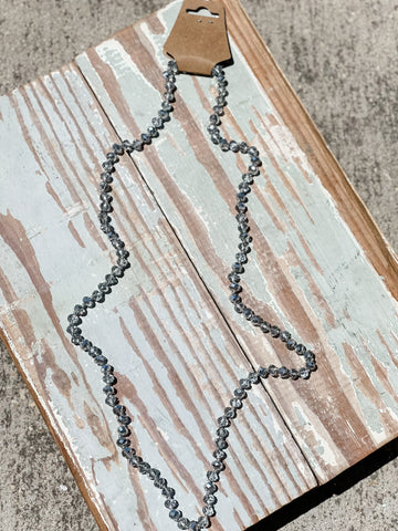 36" Bead Necklace || Disco Ball Silver