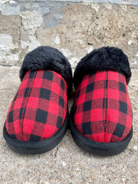 Snooze Slippers || Red Plaid