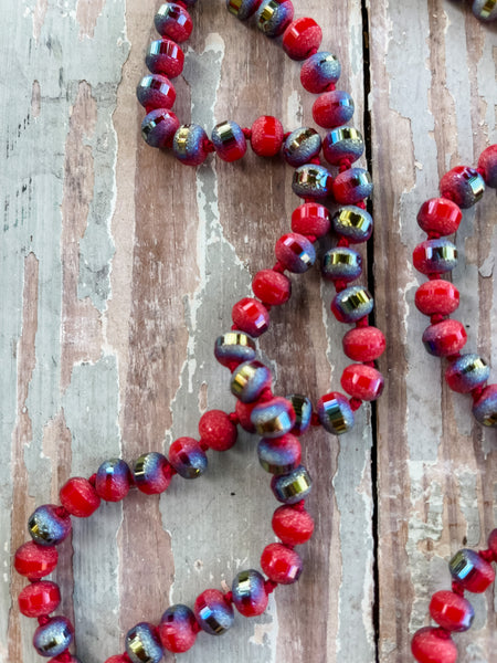60" Bead Necklace || Red White and Blue