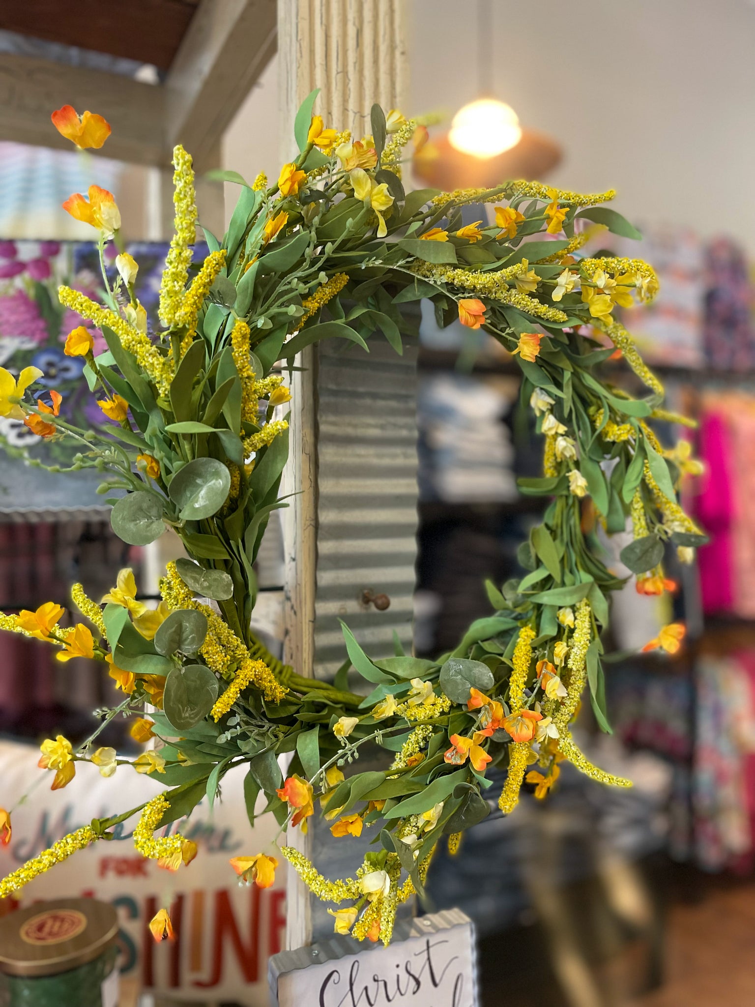 24" Salvia & Gypso Wreath || Yellow