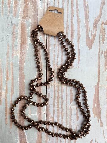 60" Bead Necklace || Brown Bronze