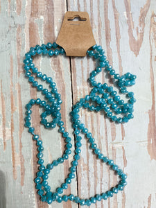 60" Bead Necklace || Iridescent Turquoise