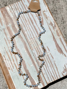 36" Bead Necklace || Opaque Gray + Brown